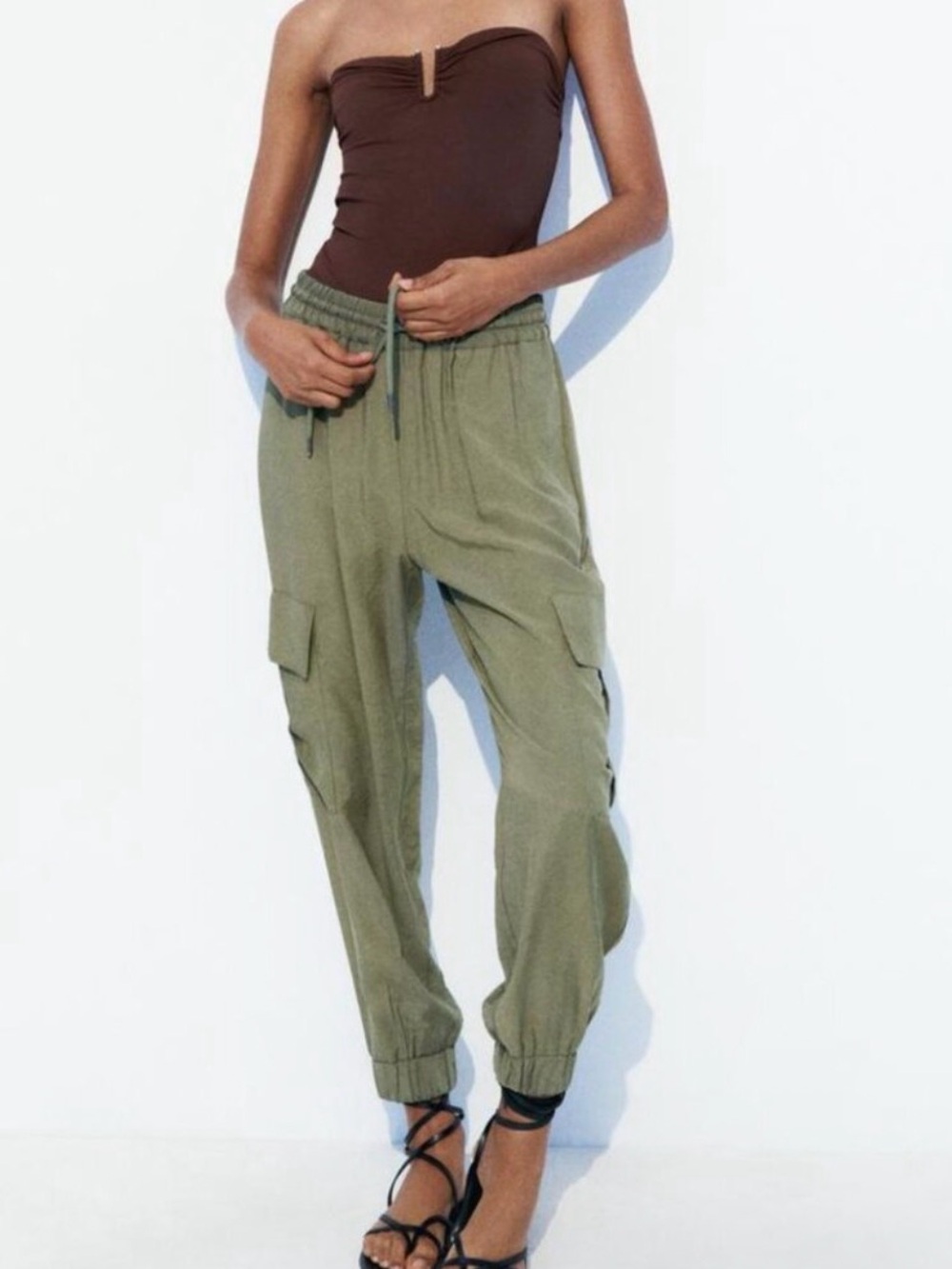 Zara | Olive Green Cargo Jogger Pants, L